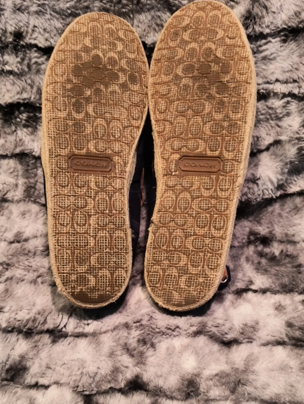 Coach Navy Signature Canvas Slip-On Espadrilles Womans